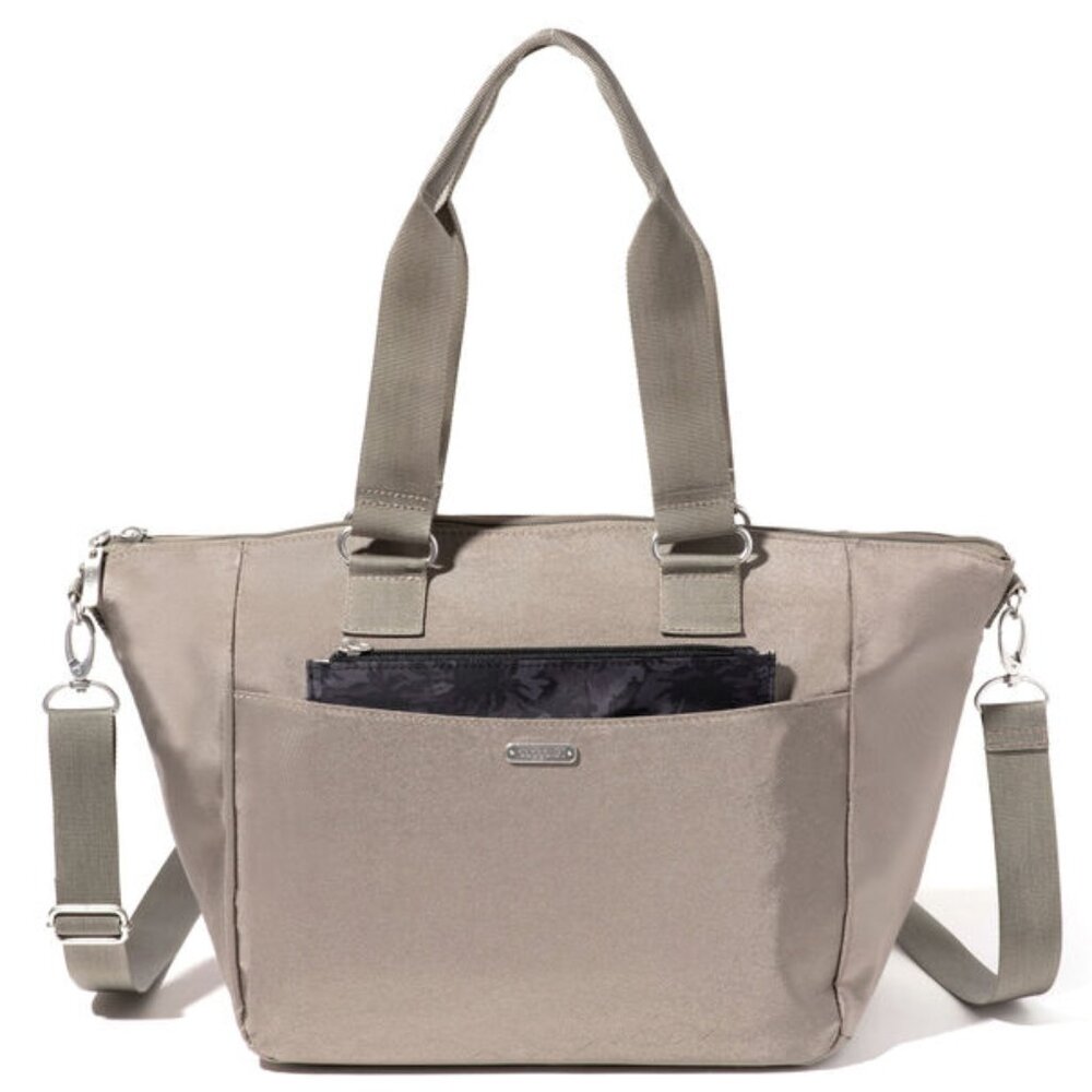 Baggallini Tote With Removable Pouch/Sterling Shimmer/Midnight Garden/NWT